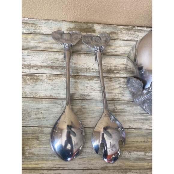 Vintage Elephant Salad Bowl with Servers Safari Wildlife Serving Set - Picture 8 of 14